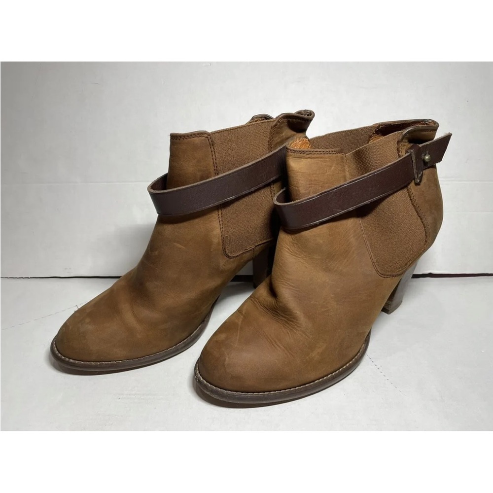 Preloved Madewell leather Lonny Boots Distressed Leather Sz 8 brown A0550 $238